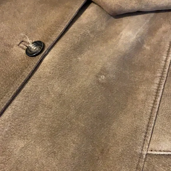 70s Suede Belted Trench Coat Double Breasted Brown Womens Medium
